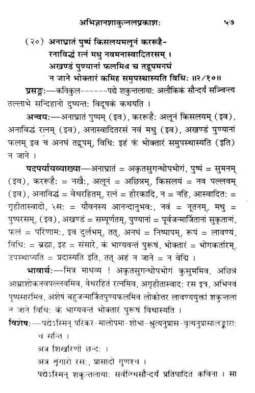 Abhijnanasakuntalam Prakasa (Prasnottari)